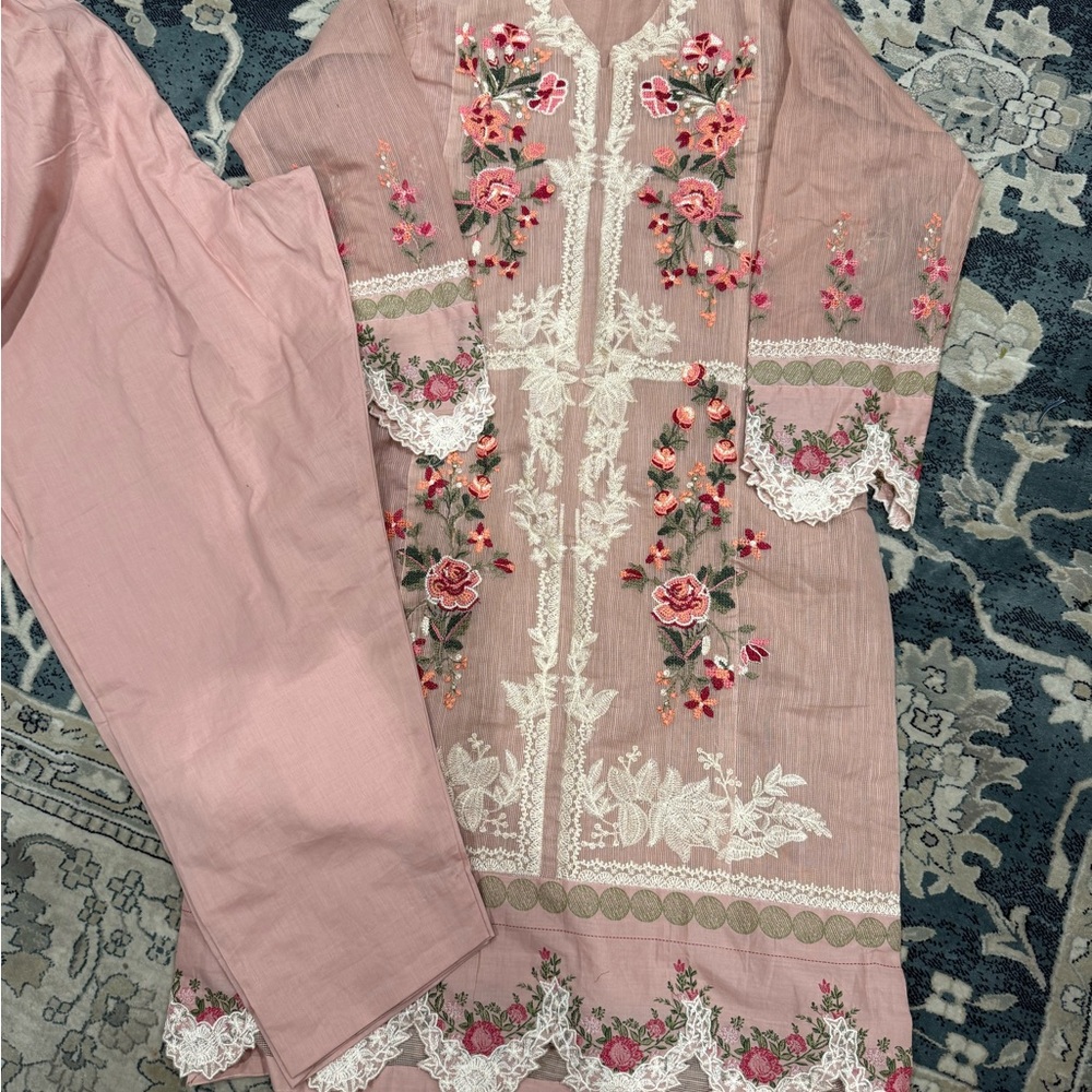 Pink Long sanasafinaz 2 piece small size embroidered